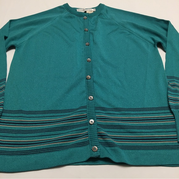 Givenchy Sport Vintage Teal Cardigan Sweater Size 38 - Picture 3 of 12